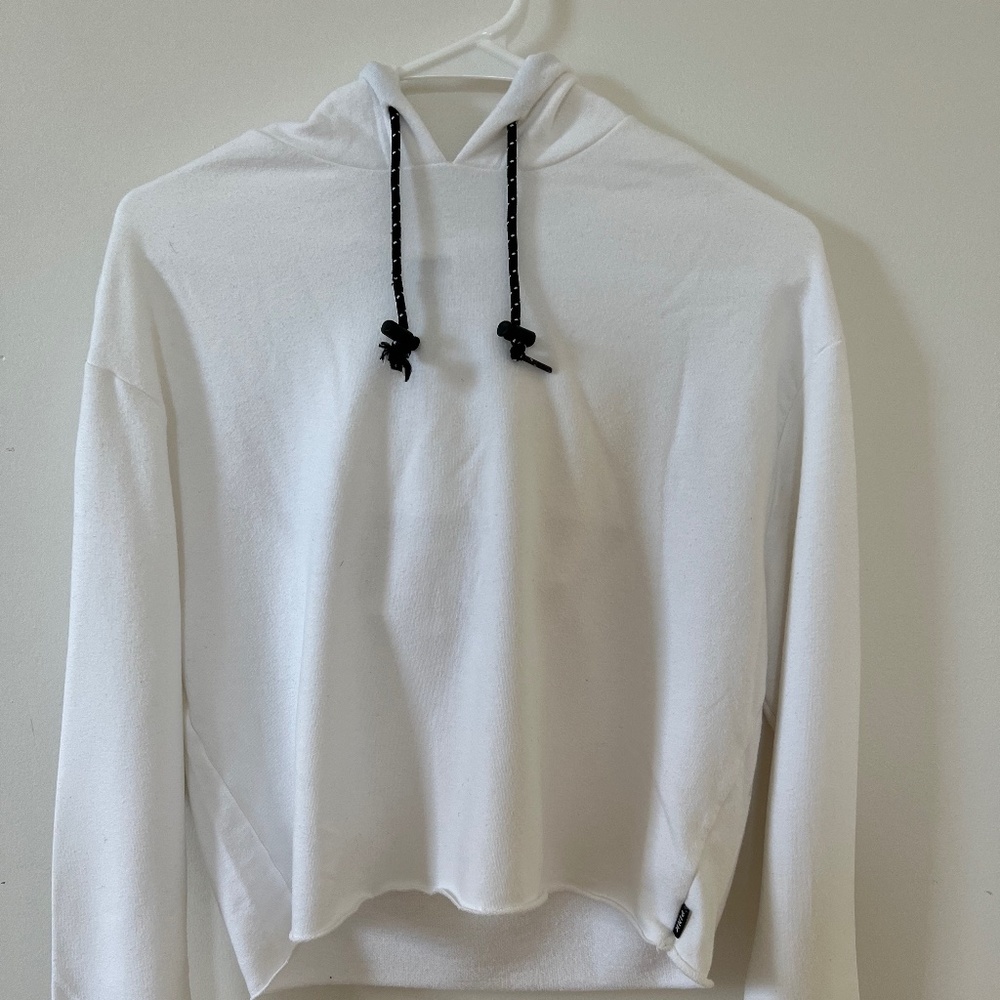 PINK white cropped sweatshirt with an opening in the back